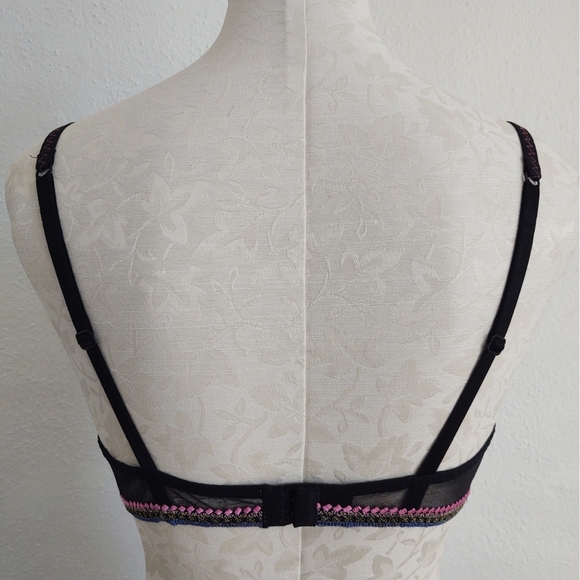 Simone Perele Bra Lingerie Embroidered Band & Lotus Flower Appliques Size 36B - Picture 7 of 13
